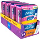 Always Platinum Day & Night Multi-Pack Σερβιέτες με Φτερά Μέγεθος 3 64τμχ