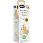 Chicco Original Touch Γυάλινο Μπιμπερό για 0m+ με Θηλή Καουτσούκ Μπέζ 240ml