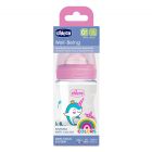Chicco Well Being, Πλαστικό Μπιμπερό, Θηλή Σιλικόνης 0m+ Ροζ 150ml