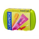 Curaprox Travel Set Στοματικής Υγιεινής με Οδοντόκρεμα 10ml + Οδοντόβουρτσα + Μεσοδόντιο Βουρτσάκι + Κουτί Μεταφοράς Πράσινο 1τμχ 