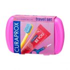 Curaprox Travel Set Πακέτο Στοματικής Υγιεινής Ταξιδίου με Οδοντόκρεμα Challenger 10ml, Οδοντόβουρτσα Πτυσσόμενη, Μεσοδόντιο Βουρτσάκι Καθαρισμού & Κουτί Μεταφοράς