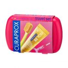Curaprox Travel Set Πακέτο Στοματικής Υγιεινής Ταξιδίου με Οδοντόκρεμα Rising Star 10ml, Οδοντόβουρτσα Πτυσσόμενη, Μεσοδόντιο Βουρτσάκι Καθαρισμού & Κουτί Μεταφοράς