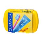 Curaprox Travel Set Στοματικής Υγιεινής με Οδοντόκρεμα 10ml + Οδοντόβουρτσα + Μεσοδόντιο Βουρτσάκι + Κουτί Μεταφοράς Κίτρινο 1τμχ 