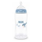 Nuk Μπιμπερό Πλαστικό First Choice Plus PP με Θηλή Σιλικόνης & Ένδειξη Θερμοκρασίας Φάλαινα 3m+ 300ml