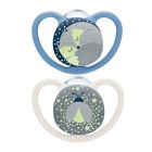 Nuk Space Night Πιπίλες Σιλικόνης 0-6m Γατούλα & Μέλισσα Μπλε 2τμχ