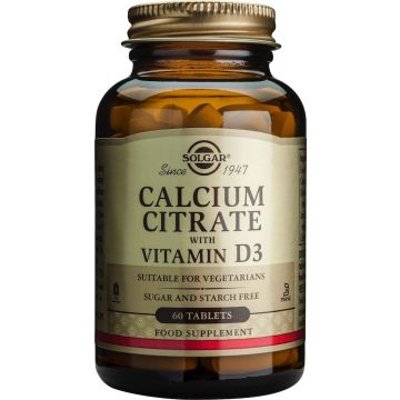 SOLGAR CALCIUM CITRATE 250MG WITH D3 TABS 60S