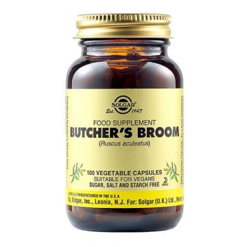 Solgar Butcher's Broom Συμπλήρωμα Διατροφής για Ανακούφιση από Αιμορροΐδες & Κιρσώδεις Φλέβες, 100veg.caps