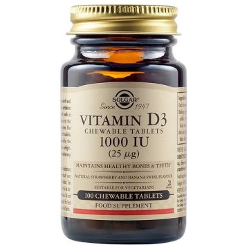 SOLGAR VITAMIN D-3 1000IU 100 ΜΑΣΩΜΕΝΑ ΔΙΣΚΙΑ
