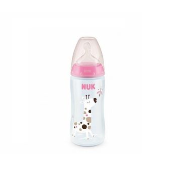 Nuk Μπιμπερό Πλαστικό First Choice Plus PP με Θηλή Σιλικόνης & Ένδειξη Θερμοκρασίας Κόκκινο 6-18m 360ml