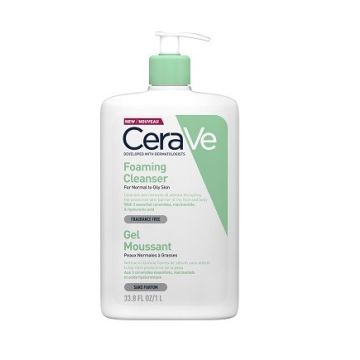 CeraVe Foaming Cleanser for Normal to Oily Skin Τζελ Καθαρισμού για Κανονική έως Λιπαρή Επιδερμίδα 1lt