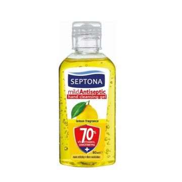 Septona Αντισηπτικό Gel Καθαρισμού Χεριών με Άρωμα Λεμόνι & 70% Αιθυλική Αλκοόλη 80ml