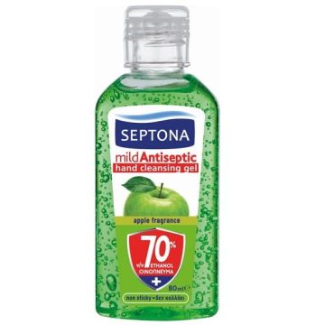 Septona Αντισηπτικό Gel Καθαρισμού Χεριών με Άρωμα Μήλο & 70% Αιθυλική Αλκοόλη 80ml