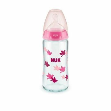 NUK - First Choice+ Μπιμπερό Γυάλινο Θηλή Σιλικόνης (0-6m) με Δείκτη Ελέγχου Θερμοκρασίας - 240ml