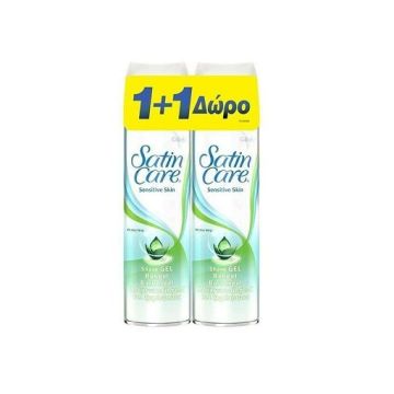 Gillette Venus Satin Gel Sensitive Skin 1+1 Δώρο Γυναικείο Τζελ Ξυρίσματος, 2x200ml