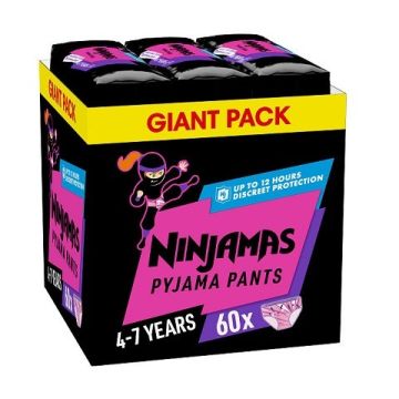Pampers Ninjamas Pyjama Pants Πάνες-Βρακάκι για τη Νύχτα για Κορίτσια 4-7 Eτών (17-30kg) Monthly Pack - 60τμχ