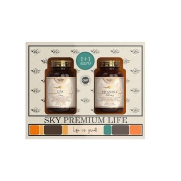 Sky Premium Life Promo Pack Zinc 25mg 60 ταμπλέτες & Δώρο Vitamin C 500mg 60 ταμπλέτες