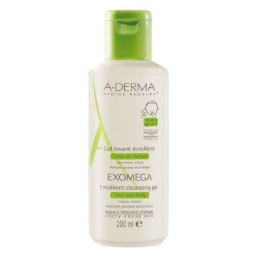 A-Derma Exomega Emollient Cleansing Gel Καθαριστικό Τζελ για Μαλλιά και Σώμα 200ml