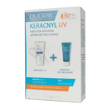 Ducray Promo Keracnyl UV SPF50+ Αντηλιακή Κρέμα Προσώπου Κατά Των Ατελειών Για Δέρμα Με Τάση Ακμής 50ml + Δώρο Gel Moussant 40ml