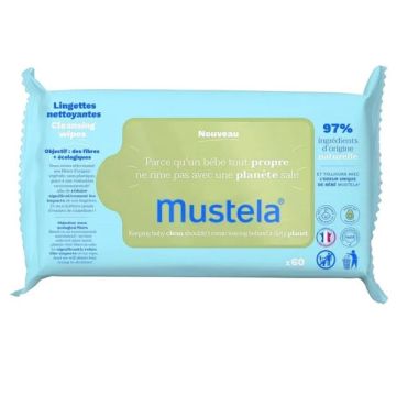 Mustela Eco-Responsible Natural Fiber Cleansing Wipes Απαλά Οικολογικά Μαντηλάκια Καθαρισμού, 60τεμ