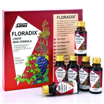 Power Health Floradix Τονωτικό Συμπλήρωμα Διατροφής Με Ειδικά Εκχυλίσματα Φρούτων Σίδηρο & Βιταμίνες 10x20ml