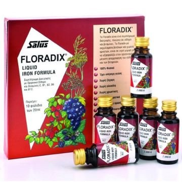 Power Health Floradix Τονωτικό Συμπλήρωμα Διατροφής Με Ειδικά Εκχυλίσματα Φρούτων Σίδηρο & Βιταμίνες 10x20ml