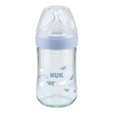 Nuk Nature Sense Even Softer Series Γυάλινο Μπιμπερό με Θηλή Σιλικόνης Ακόμη πιο Απαλή για 0-6m (10.745.130), 240ml