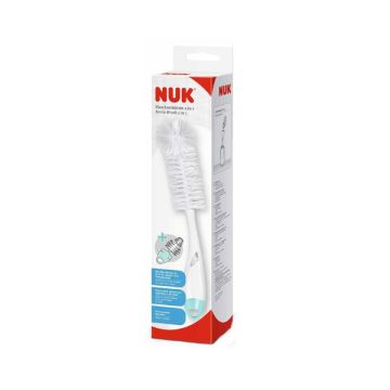 Nuk Βούρτσα Μπιμπερό 2 σε 1 & Ενσωματωμένο Βουρτσάκι για Θηλές 1 τεμάχιο