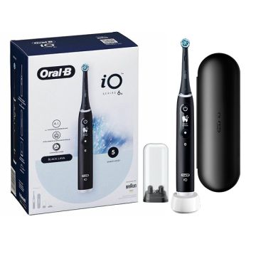 Oral-B iO Series 6 Ηλεκτρική Οδοντόβουρτσα με Χρονομετρητή Αισθητήρα Πίεσης και Θήκη Ταξιδίου Black Lava
