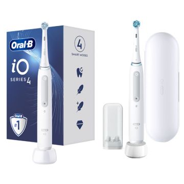 Oral-B iO Series 4 Ηλεκτρική Οδοντόβουρτσα με Χρονομετρητή, Αισθητήρα Πίεσης και Θήκη Ταξιδίου White 1τμχ