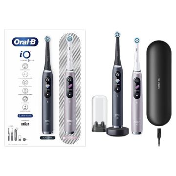 Oral-B IO Series 9 Ηλεκτρική Οδοντόβουρτσα με Χρονομετρητή, Αισθητήρα Πίεσης και Θήκη Ταξιδίου Duo Black Onyx & Rose Quartz