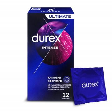 Durex Intense Προφυλακτικά με Κουκίδες, Ραβδώσεις & Διεγερτικό Τζελ 12τεμ