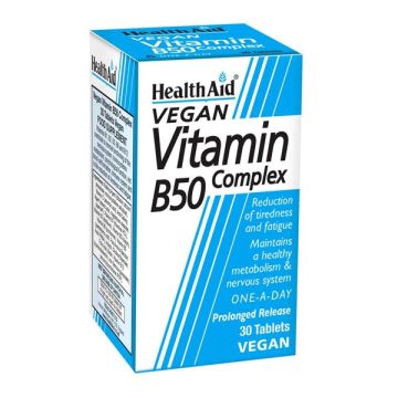 HEALTH AID VEGAN VITAMIN B50 COMPLEX 30 TABS