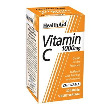 HEALTH AID VITAMIN C 1000MG CHEWABLE ORANGE FLAVOUR TABLETS 30'S