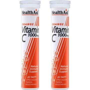 HEALTH AID VITAMIN-C 1000mg ΓΕΥΣΗ ΠΟΡΤΟΚΑΛΙ 20EFF TABS + 20 EFF TABS ΓΕΥΣΗ ΠΟΡΤΟΚΑΛΙ