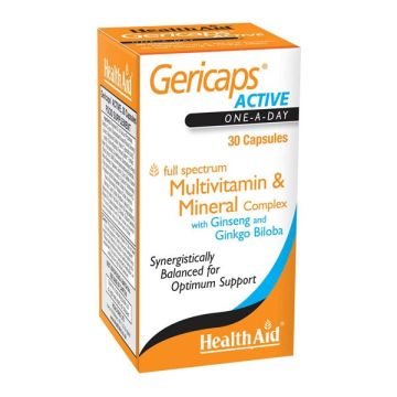 Health Aid Gericaps Active Πολυβιταμίνες & Μέταλλα με Ginseng και Ginkgo Biloba, 30caps 