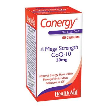 Health Aid Conergy Mega Strength CoQ10 30mg, Συνένζυμο Q10 για την Παραγωγή Ενέργειας & την Ενίσχυση του Ανοσοποιητικού, 90caps