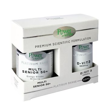Power Health Platinum Range Πολυβιταμινούχα Φόρμουλα για Ενίσχυση του Οργανισμού για Ηλικίες άνω των 50 Multi Senior 50+, 30 caps& Δώρο D3 2000iu 20caps 