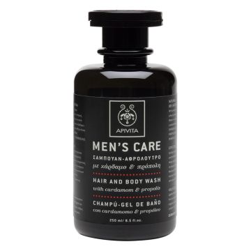 Apivita Men's Care Ανδρικό Σαμπουάν Αφρόλουτρο με Κάρδαμο & Πρόπολη, 250ml