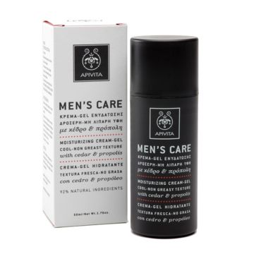  Apivita Men's Care - gel Κρέμα ενυδάτωσης με δροσερή, μη λιπαρή υφή, Με κέδρο & πρόπολη,50ml