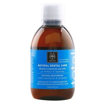 Apivita Natural Dental Care Total Φυσικό Στοματικό Διάλυμα με Δυόσμο & Πρόπολη, 250ml