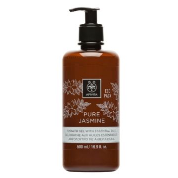 Apivita Eco Pack Pure Jasmine Shower Gel with Essential Oils Αφρόλουτρο με Γιασεμί & Αιθέρια Έλαια, 500ml