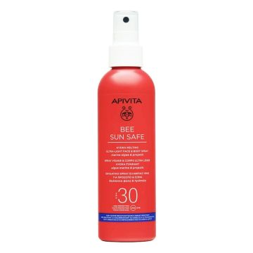 Apivita Bee Sun Safe Hydra Melting Ultra Light Face & Body Spray Ενυδατικό Αντιηλιακό Προσώπου Σώματος με Θαλάσσια Φύκη & Πρόπολη SPF30, 200ml