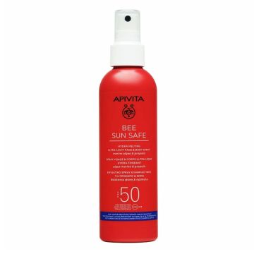 Apivita Bee Sun Safe Hydra Melting Ultra Light Face & Body Spray Ενυδατικό Αντιηλιακό Προσώπου Σώματος με Θαλάσσια Φύκη & Πρόπολη SPF50, 200ml