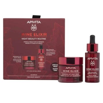 Apivita Promo Wine Elixir Night Beauty Routine Κρέμα Νύχτας Ανανέωσης & Lifting 50ml & Λάδι Προσώπου για Αναδόμηση & Σύσφιξη 30ml