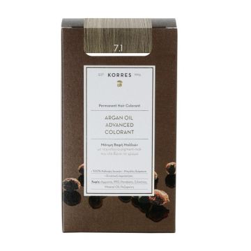 Korres Argan Oil Advanced Colorant 7.1 Ξανθό Σαντρέ Μόνιμη Βαφή Μαλλιών με Τεχνολογία Pigment Lock που κλειδώνει το Χρώμα