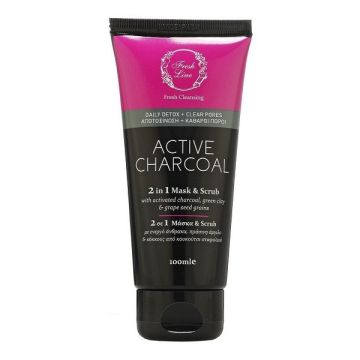 Fresh Line Active Charcoal 2in1 Mask & Scrub-2 σε 1 Μάσκα Προσώπου & Απολέπιση με Φυσικό Άνθρακα, 100ml