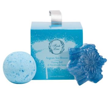 Fresh Line Aegean Sea Breeze Candy Box Χειροποίητη Αναβράζουσα Μπάλα 120g & Χειροποίητο Σαπούνι 100g