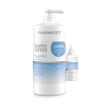 Pharmasept Promo Pack Hygienic Shower Aφρόλουτρο 1lt & Δώρο Pharmasept Hygienic Ultra Soothing Cream Καταπραϋντική Κρέμα 40ml
