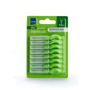 Intermed Mini Ergonomic Μεσοδόντια Βουρτσάκια με Λαβή 0.8mm Πράσινα 8τμχ 