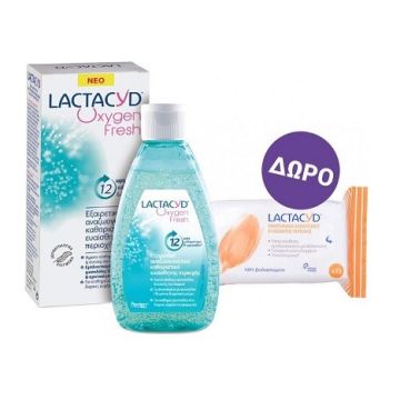 Lactacyd Oxygen Fresh Wash Καθαριστικό της ευαίσθητης περιοχής 200ml + ΔΩΡΟ Intimate Wipes Υγρά Μαντηλάκια Καθαρισμού Ευαίσθητης Περιοχής 15 τεμάχια